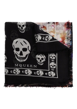 Alexander McQueen skull-pattern fringed scarf - Black