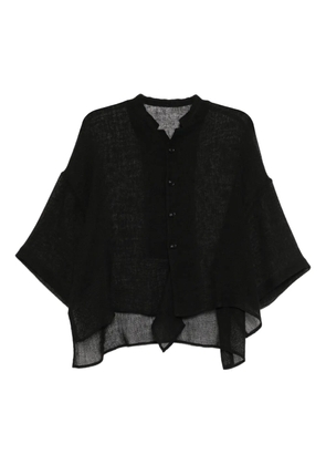 Y's mesh collared blouse - Black