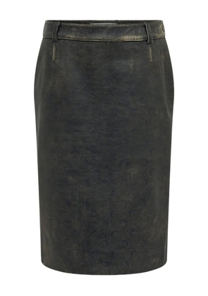 Marine Serre Moon leather midi skirt - Black