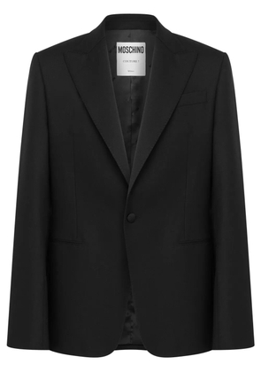 Moschino embroidered-slogan virgin wool jacket - Black