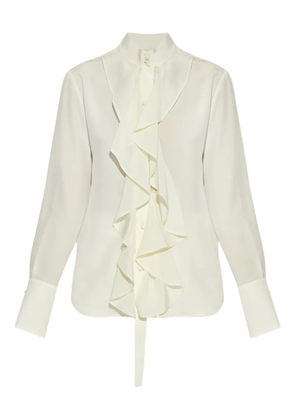 Alexander McQueen ruffled silk top - Neutrals