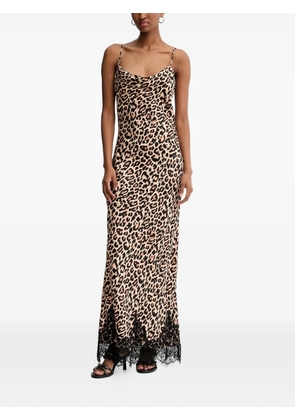 NEVER FULLY DRESSED lace animal-print maxi dress - Neutrals