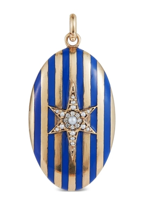 Storrow Jewelry diamond pearl blue enamel striped lillian locket
