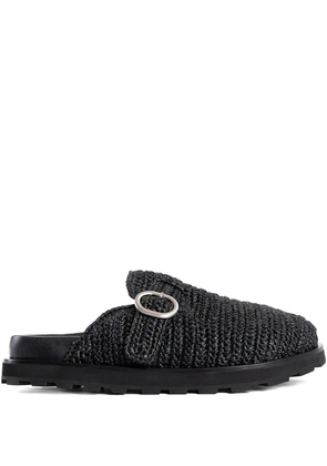 Jil Sander buckle raffia clogs - Black