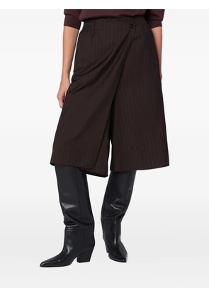 6397 pinstripe wrap shorts - Brown