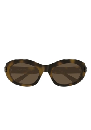 Balenciaga havana-pattern logo-detail sunglasses - Brown
