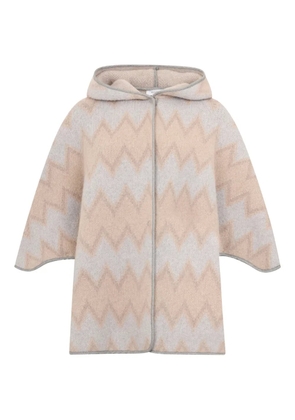 Peserico zig zag hooded coat - Neutrals