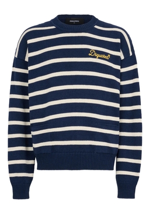 DSQUARED2 striped-pattern long-sleeve sweater - Blue