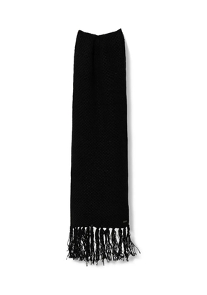 Armani Exchange logo-plaque fringed-edges scarf - Black
