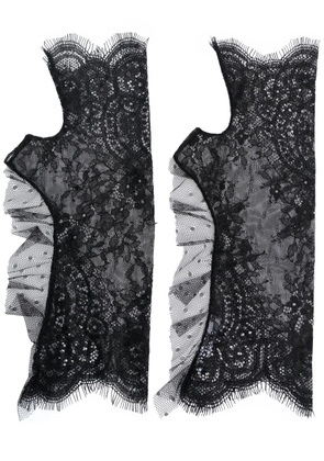 Parlor lace ruffle-trim fingerless gloves - Black