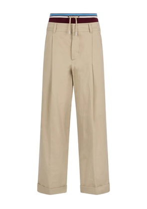 DSQUARED2 pleated embroidery-logo trousers - Neutrals