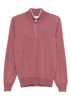 Brunello Cucinelli zip mock-neck sweater - Pink