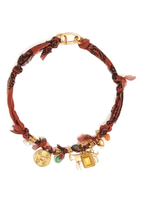 Bimba y Lola braided-fabric charm necklace - Brown