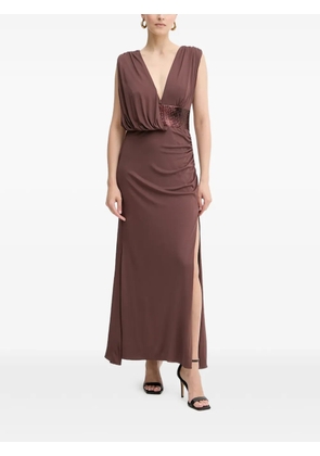 Hervé Léger Lucille sequin V-neck maxi dress - Brown