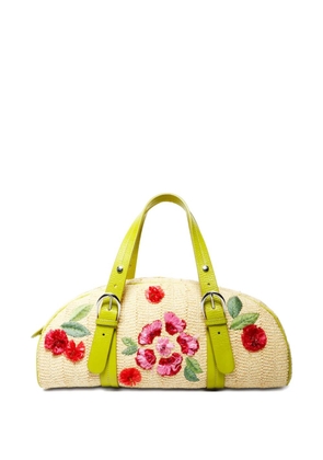 Christian Dior Pre-Owned 2005 flower raffia boston bag - Neutrals