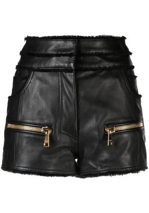 Balmain mid-rise leather shorts - Black