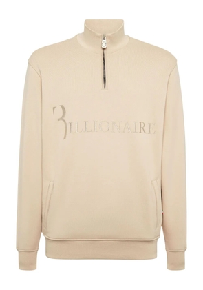 Billionaire logo-print half-zip sweatshirt - Neutrals