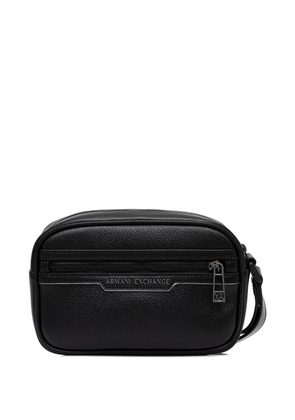 Armani Exchange logo-plaque wash bag - Black