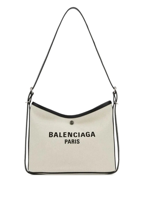 Balenciaga Biarri logo-plaque canvas shoulder bag - Neutrals