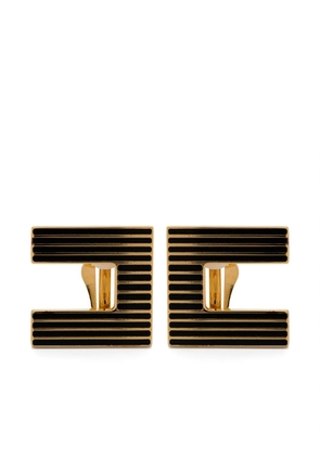 Elisabetta Franchi striped logo earrings - Gold