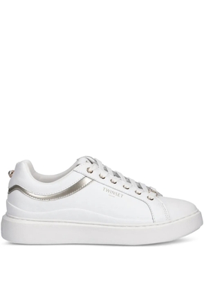 TWINSET logo-embossed leather sneakers - White
