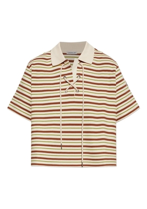 Moncler striped lace-up polo shirt - Neutrals