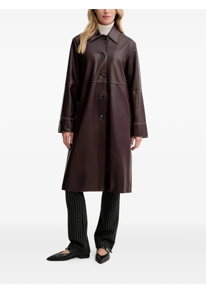 PS Paul Smith stitching buttoned leather coat - Brown