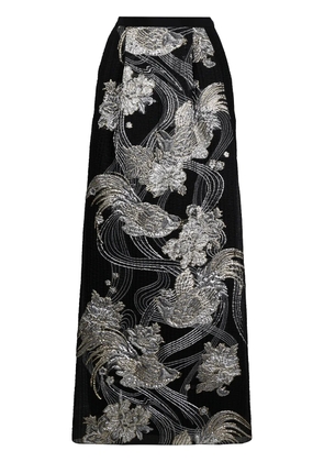 Alberta Ferretti metallized jacquard maxi skirt - Black