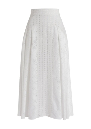 Alberta Ferretti eyelet midi skirt - White