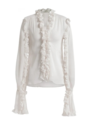 Alberta Ferretti ruffled silk top - White