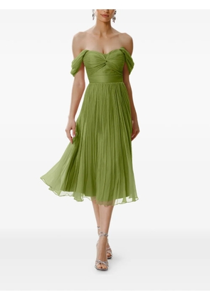 FRAMBOISE Kaly pleated off-shoulder midi dress - Green