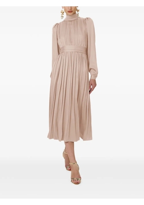 FRAMBOISE Otello pleated mock-neck midi dress - Neutrals