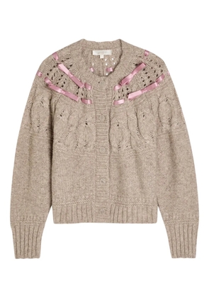 LoveShackFancy ribbon cable-knit cardigan - Neutrals