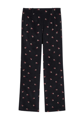 Rixo Olwen floral-embroidered trousers - Blue