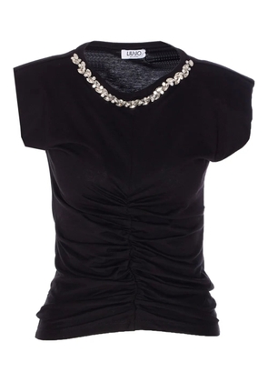 LIU JO crystal-embellished ruched T-shirt - Black