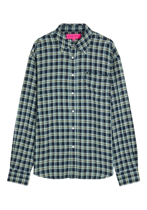 The Elder Statesman Dune frayed-trim checked shirt - Blue