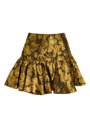 Ronny Kobo Stormi floral-jacquard mini skirt - Gold