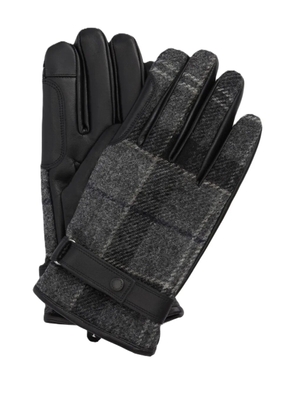 Barbour leather-panelled tweed gloves - Black