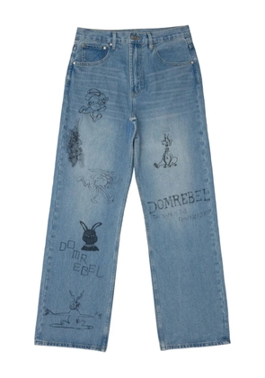 DOMREBEL graphic-print straight-leg trousers - Blue