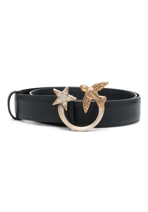 PINKO Love Birds-buckle crystal-embellished belt - Black