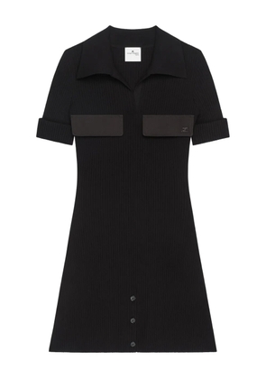 Courrèges ribbed-knit polo mini dress - Black