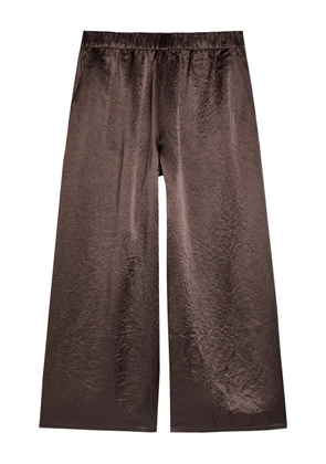 Eileen Fisher crinkled wide-leg satin trousers - Brown