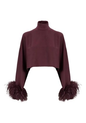 LAPOINTE feather-trim long-sleeve blouse - Red
