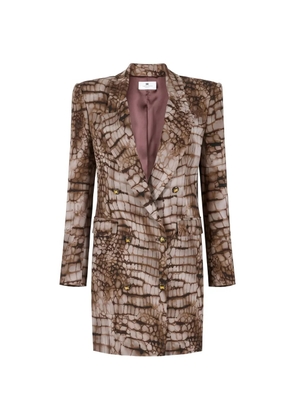 Elisabetta Franchi double-breasted alligator-print mini dress - Brown