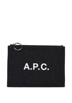 A.P.C. contrasting-logo clutch bag - Black