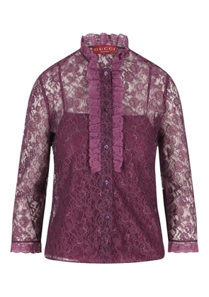Gucci ruffled lace shirt - Purple