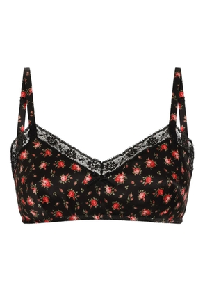 Dolce & Gabbana floral-print lace bra - Black
