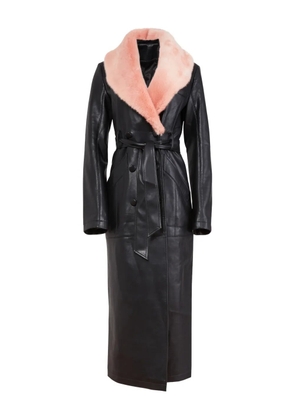 Fleur Du Mal textured-collar belted coat - Black