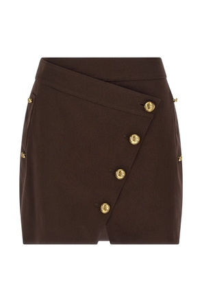 Elisabetta Franchi asymmetrical jewel-button mini skirt - Brown