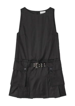 GANNI belted mini dress - Black